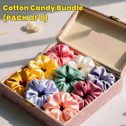 Cotton Candy Silk Scrunchies Bundle (Pack Of 8)