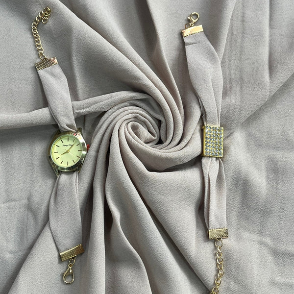 Hijab, Watch & Bracelet Matching Set-Ginger