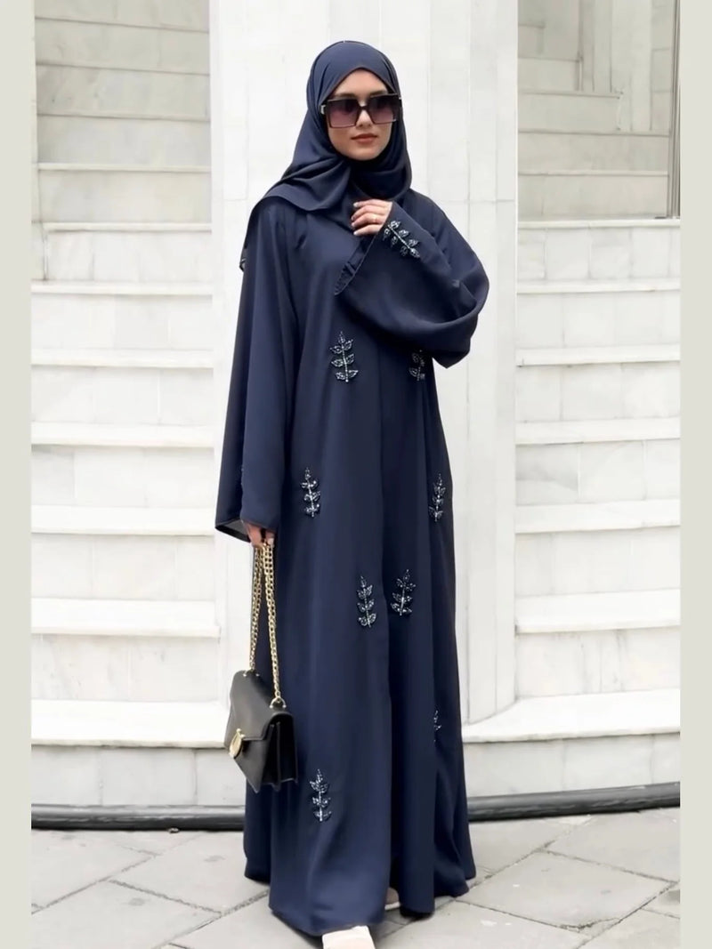 Luxe Handwork Rafia blue Abaya
