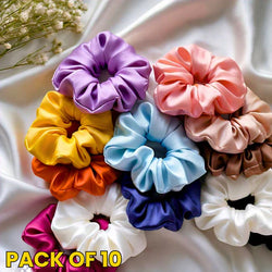 Pack of 10 Silk Scunchies