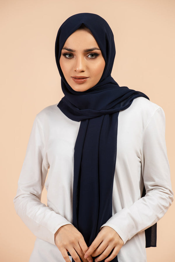 Premium Georgette – Navy Blue